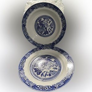 Vintage Blue Willow Royal Cuthbertson Bowl and Salad Plate
